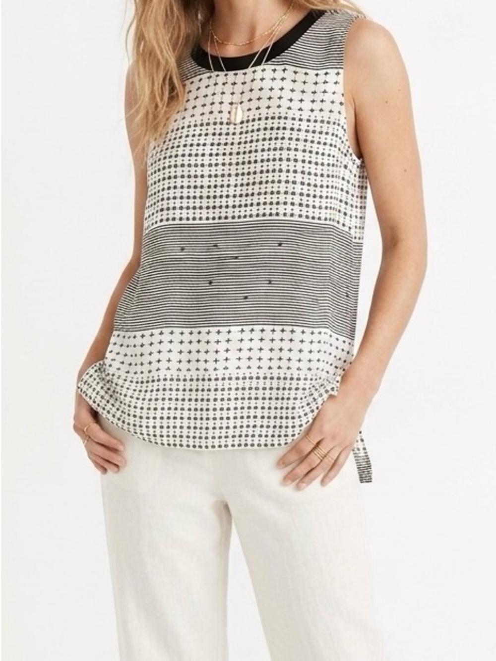 Madewell Hashtag Stripe Refined Sleeveless Tank Top Blouse Size S Mixed Pattern